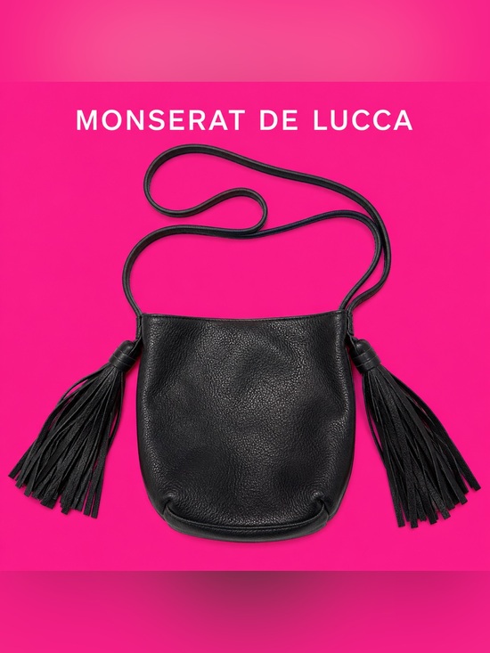 Monserat De Lucca Handbags - Monserat De Lucca Black Pebbled Leather Crossbody with Tassels